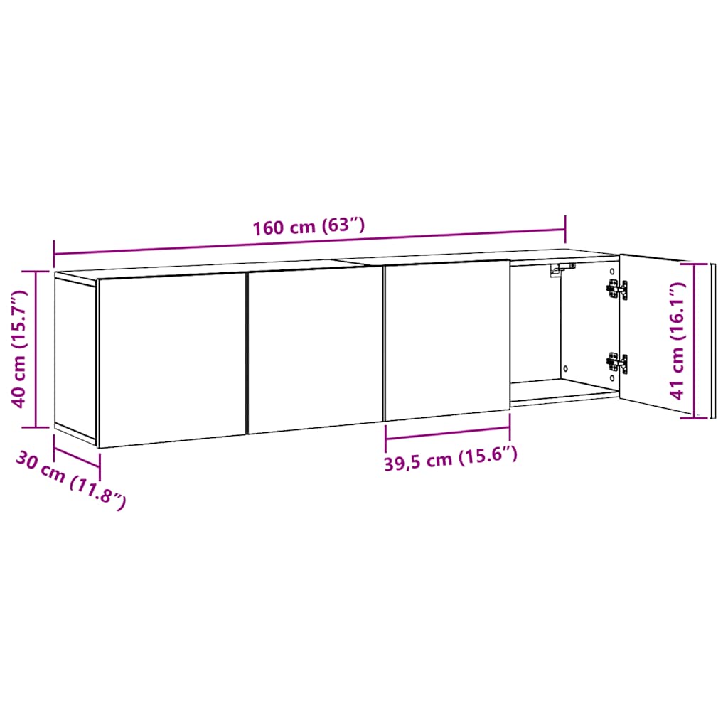 2 db kézműves tölgy falra szerelhető TV-szekrény 80x30x41 cm 11