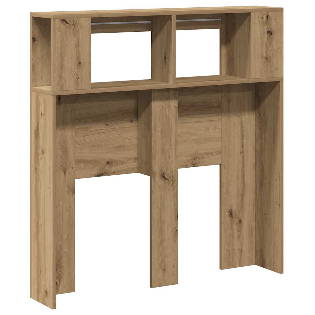 Kézműves tölgyszínű szerelt fa LED-es fejtámla 100x18,5x103,5cm 6