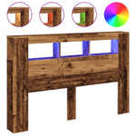 Antik fa színű szerelt fa LED-es fejtámla 160x18,5x103,5 cm 2