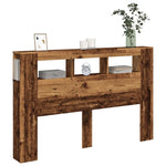 Antik fa színű szerelt fa LED-es fejtámla 160x18,5x103,5 cm 12