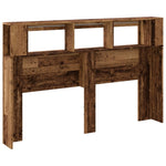 Antik fa színű szerelt fa LED-es fejtámla 160x18,5x103,5 cm 6