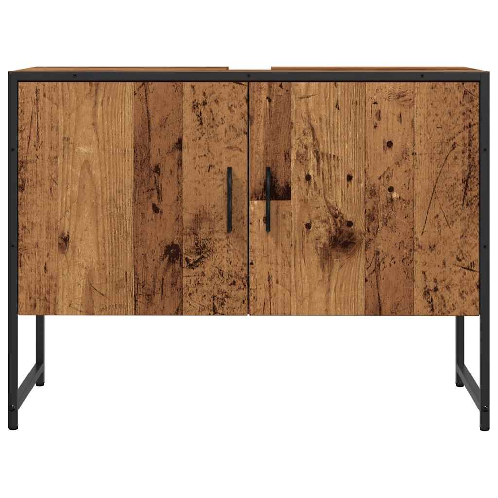 Antik fa színű szerelt fa mosdószekrény 80 x 33 x 60 cm 4