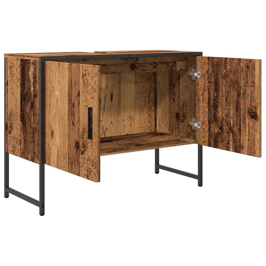 Antik fa színű szerelt fa mosdószekrény 80 x 33 x 60 cm 5
