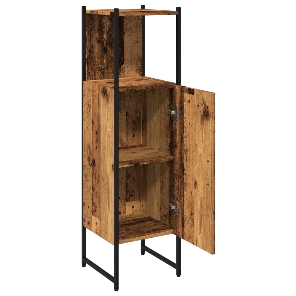 Antik fa színű szerelt fa fürdőszobaszekrény 33 x 33 x 120,5 cm 7