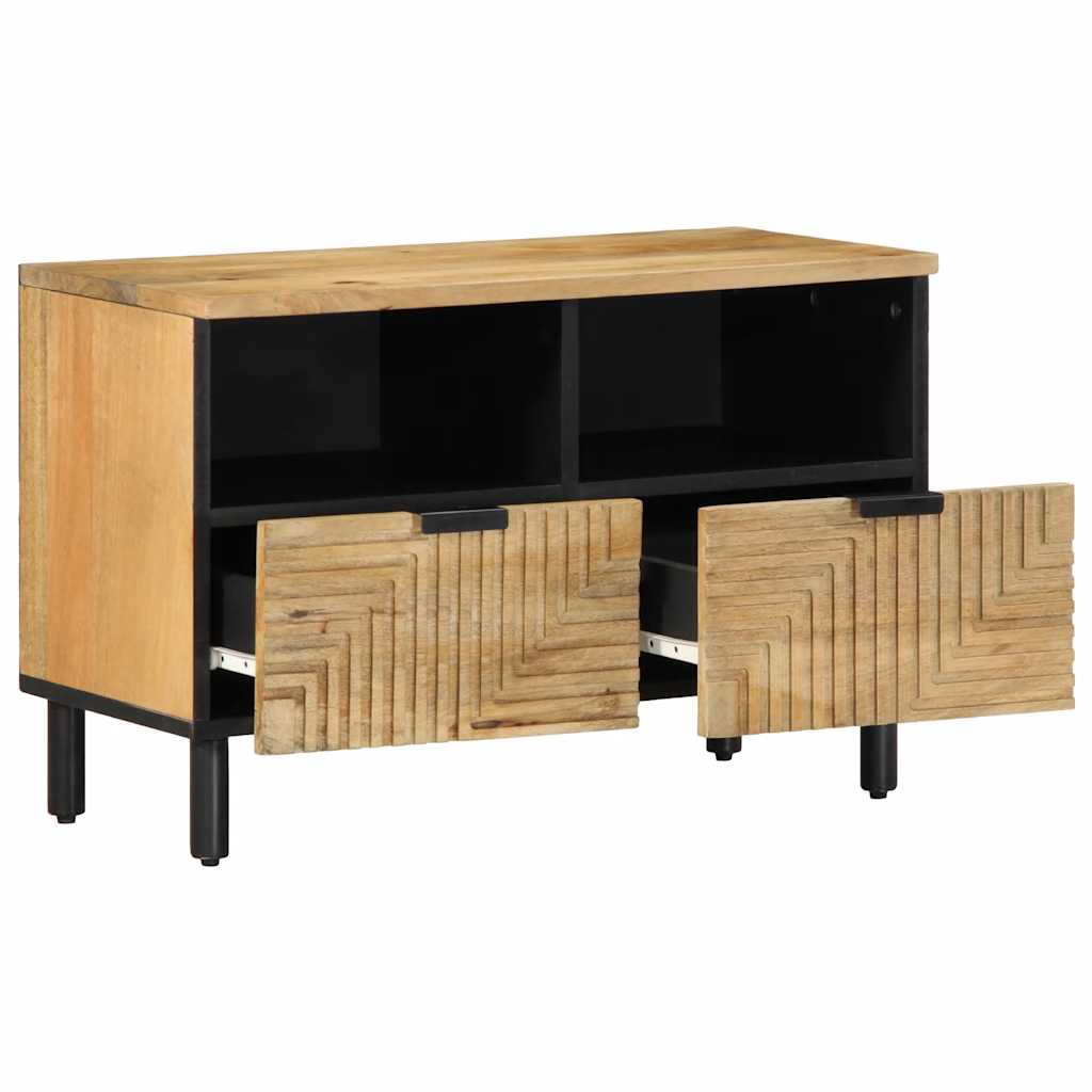 Barna tömör mangófa TV-szekrény 70x33x46 cm 3