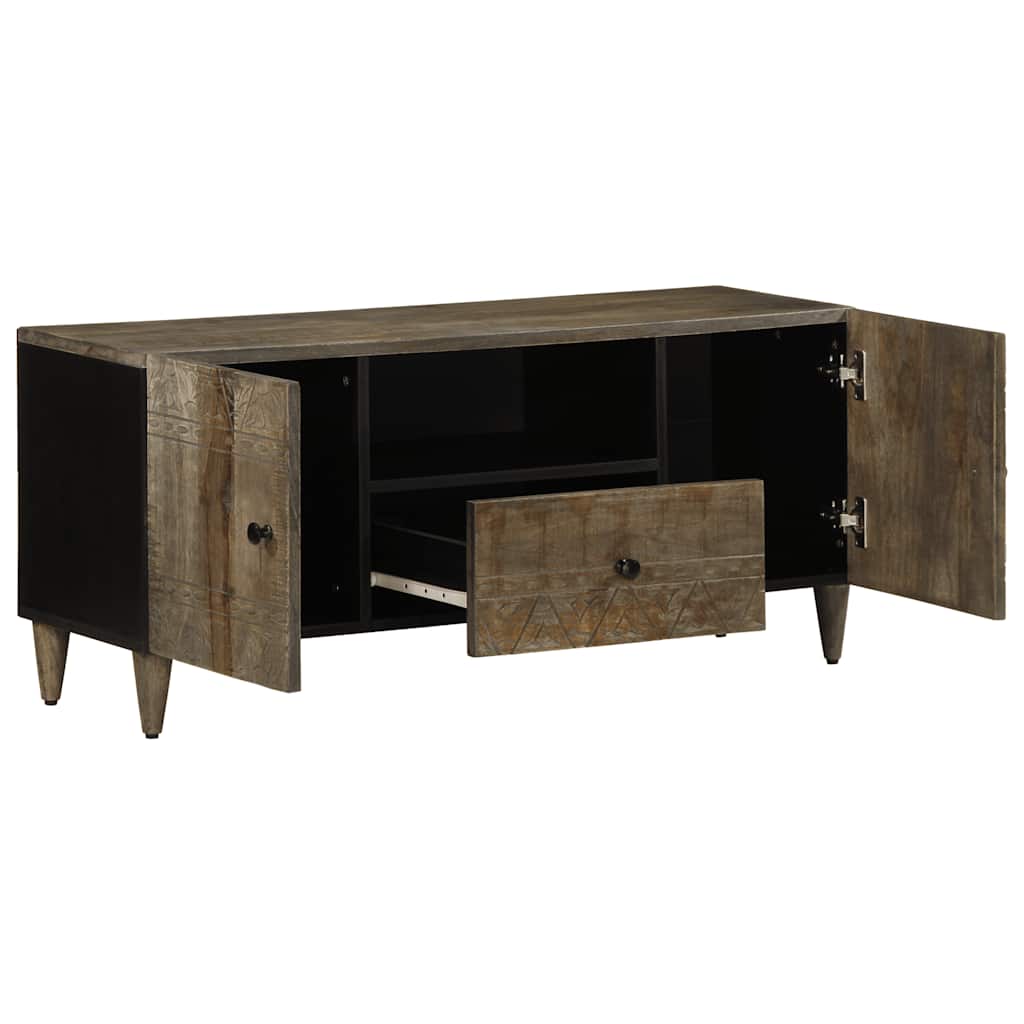 Világosszürke tömör mangófa TV-szekrény 105x33,5x46 cm 3