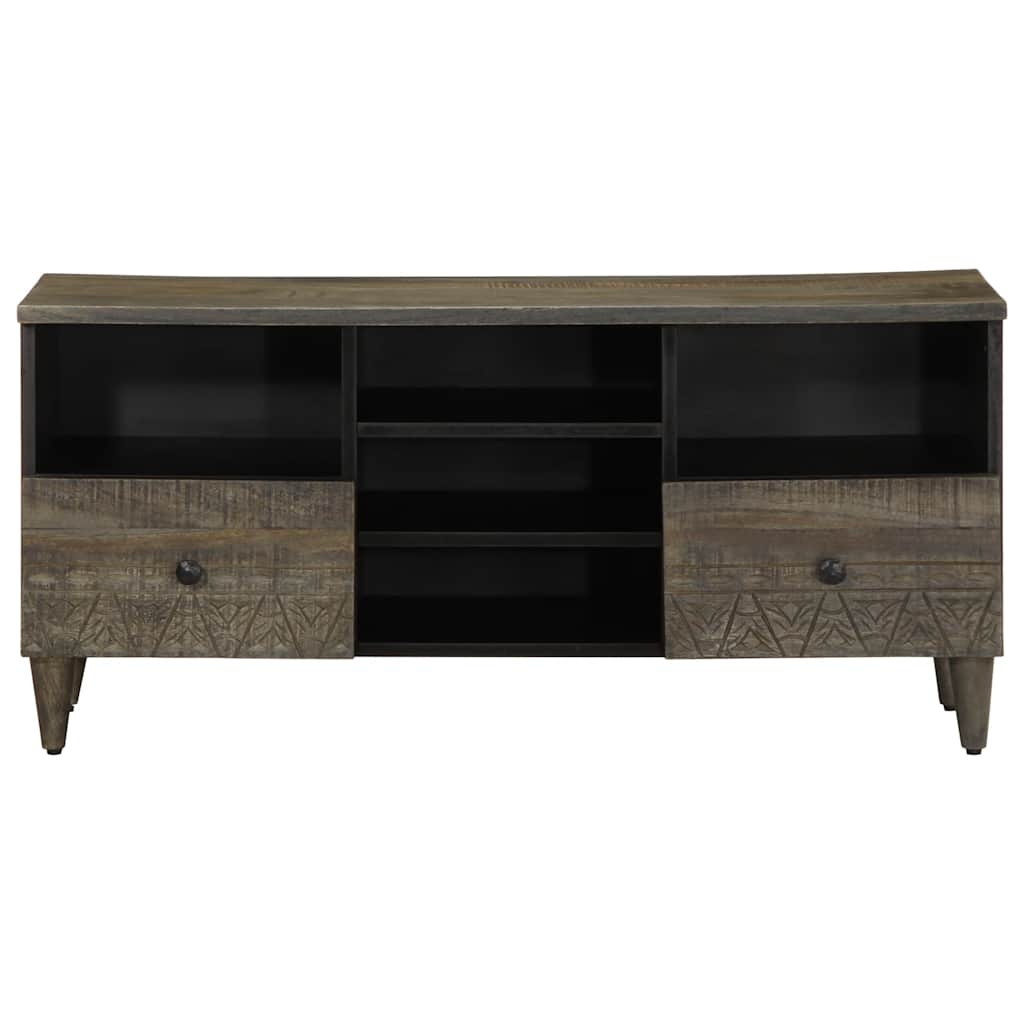 Fekete tömör mangófa TV-szekrény 100 x 33 x 46 cm 3