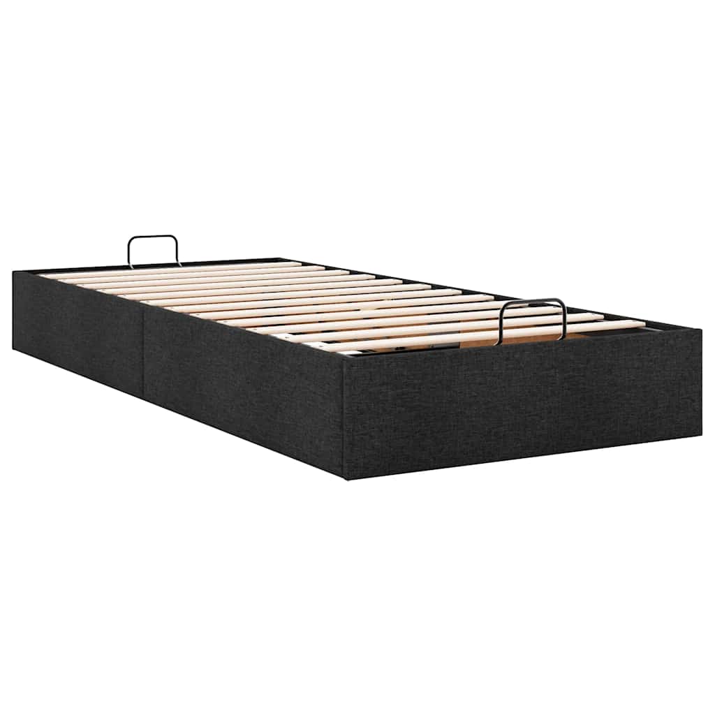 Ottomán ágykeret matrac nélkül fekete 90x200 cm szövet 6