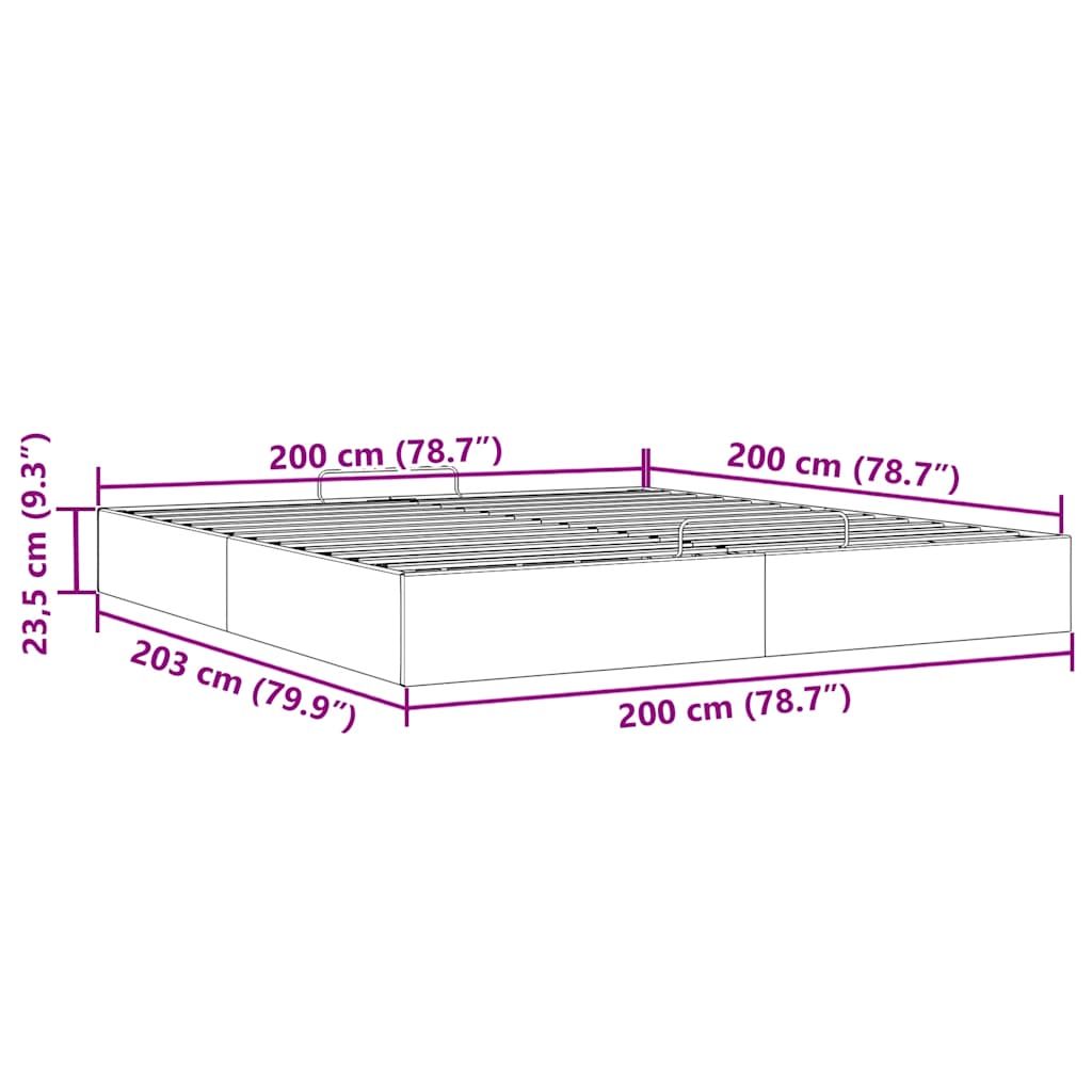Ottomán ágykeret matrac nélkül fekete 200x200 cm bársony 14