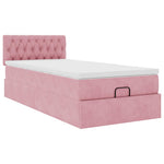 Ottomán ágykeret matraccal rózsaszín 80x200cm bársony 6