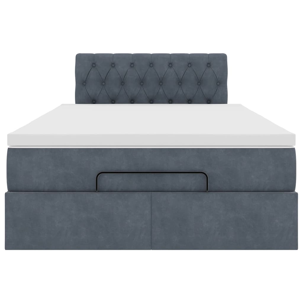 Ottomán ágykeret matraccal sötétszürke 120x200cm bársony 7