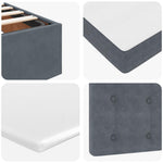 Ottomán ágykeret matraccal sötétszürke 90x190cm bársony 13