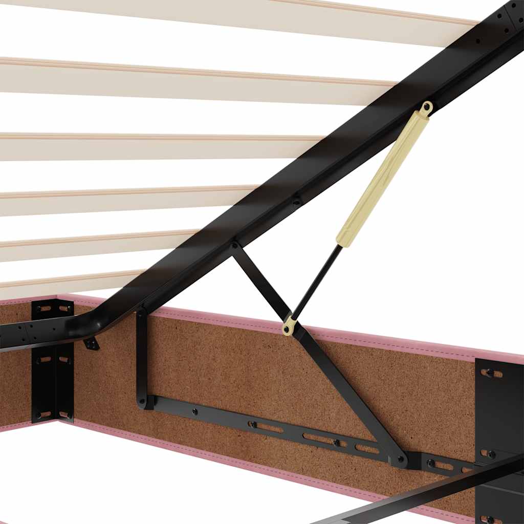 Ottomán ágykeret matracokkal Rózsaszín 200x200cm bársony 13