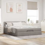 Tópszínű szövet ottomán ágy matraccal & LED-ek 180x200cm 6