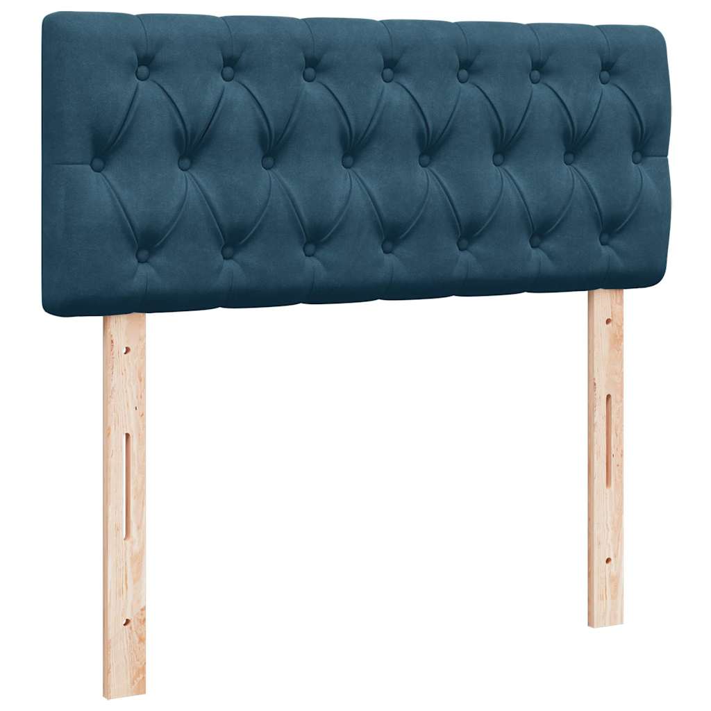 Sötétkék bársony ottomán ágy matraccal & LED-ek 120x190cm 8
