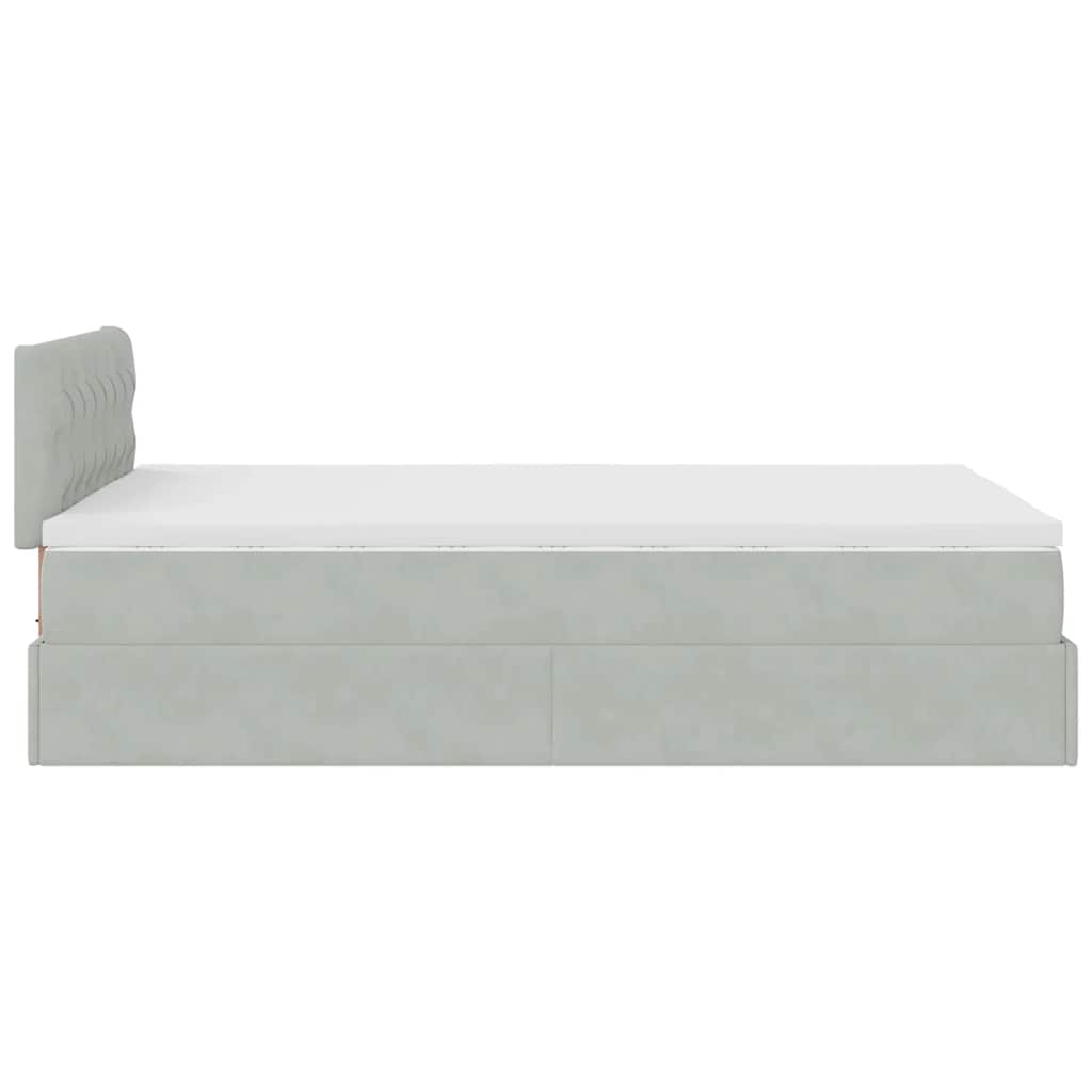 Ottomán ágykeret matraccal Világosszürke 120x200cm bársony 9