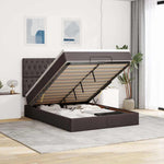 Ottomán ágykeret matraccal sötétbarna 140x190 cm szövet