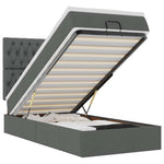 Sötétszürke szövet ottomán ágy matraccal & LED-ek 80x200cm 2