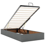 Sötétszürke szövet ottomán ágy matraccal & LED-ek 80x200cm 13