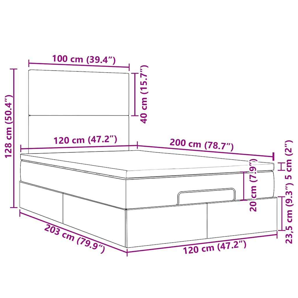Ottomán ágykeret matracokkal sötétkék 120x200cm bársony 18