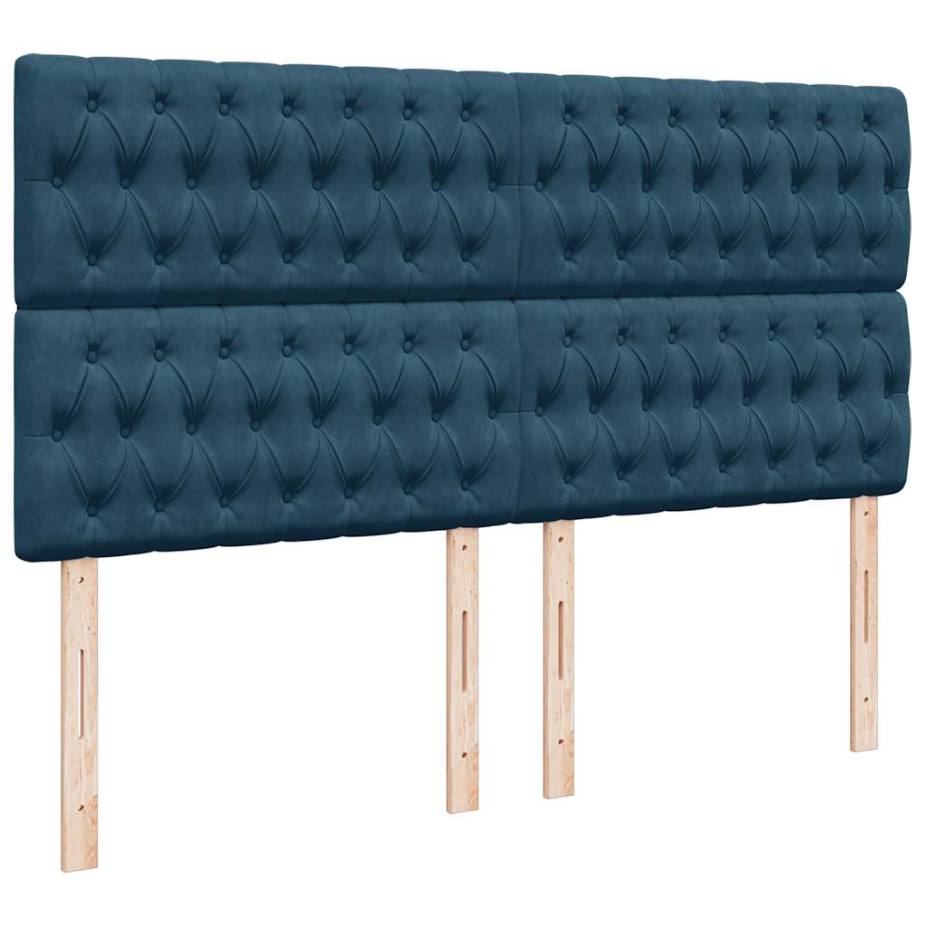 Ottomán ágy matracokkal & LED-ek Sötétkék 200x200cm bársony 13