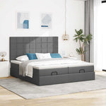 Oszmán ágykeret matracokkal Sötétszürke 160x200cm szövet 4