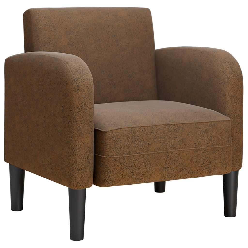 Barna műbőr kanapé szék karfával 54 cm 2