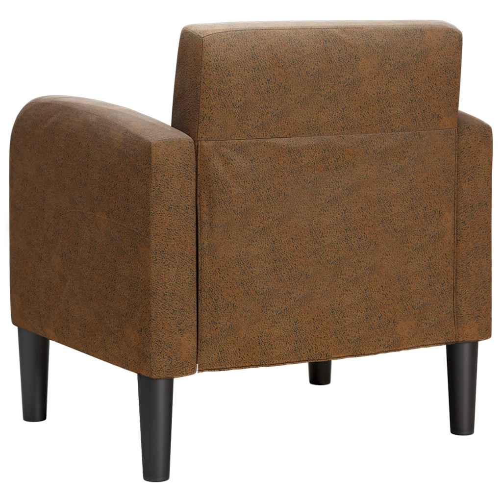 Barna műbőr kanapé szék karfával 54 cm 5