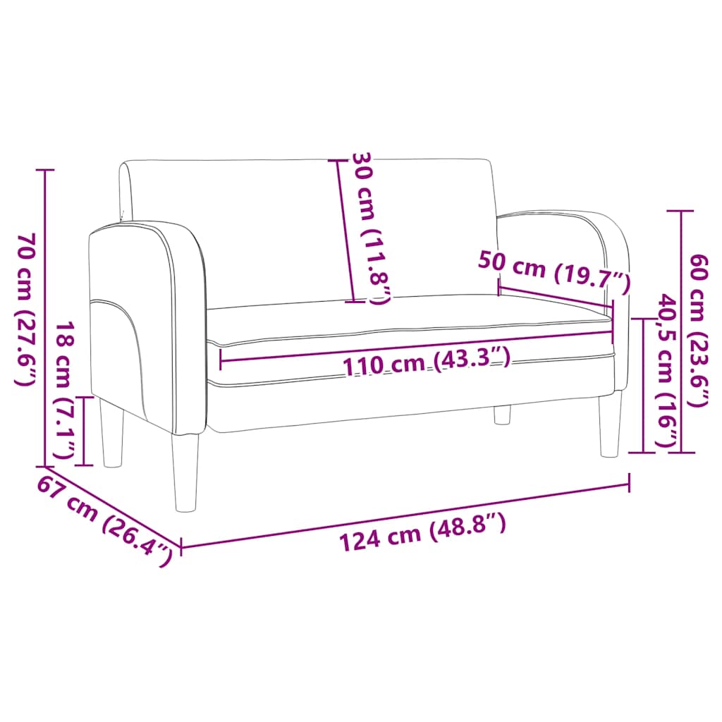 Fekete műbőr loveseat kanapé 110 cm 8