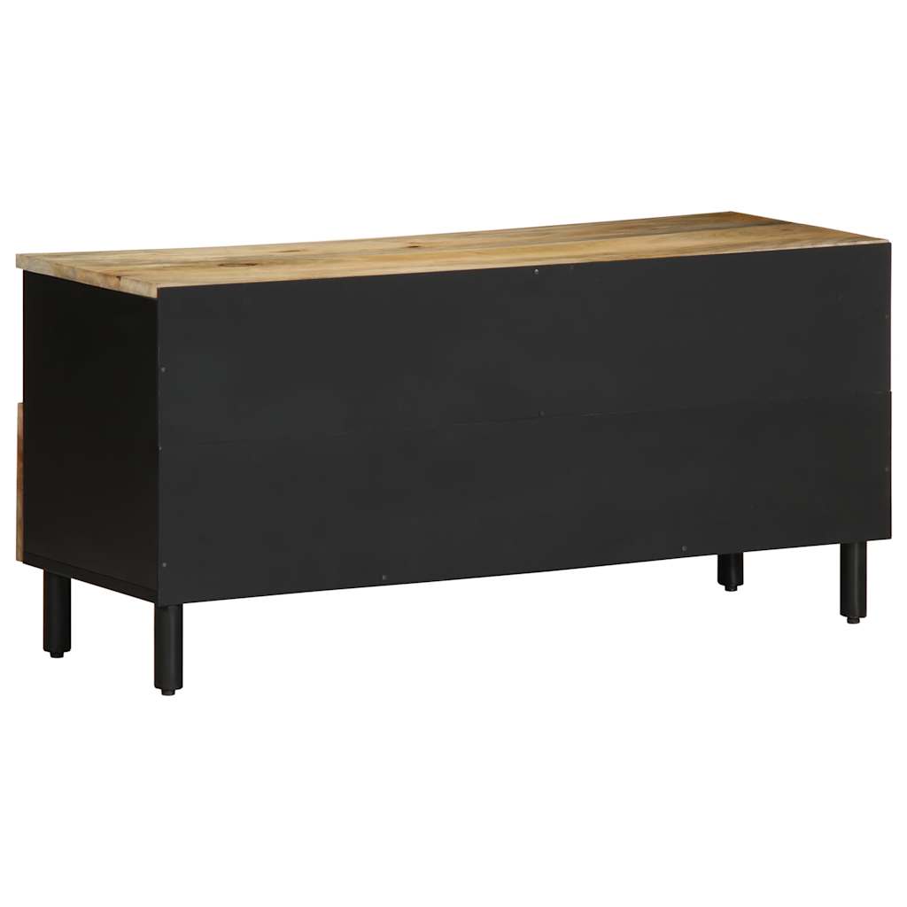 Fekete tömör nyers mangófa TV-szekrény 100 x 33,5 x 46 cm 5