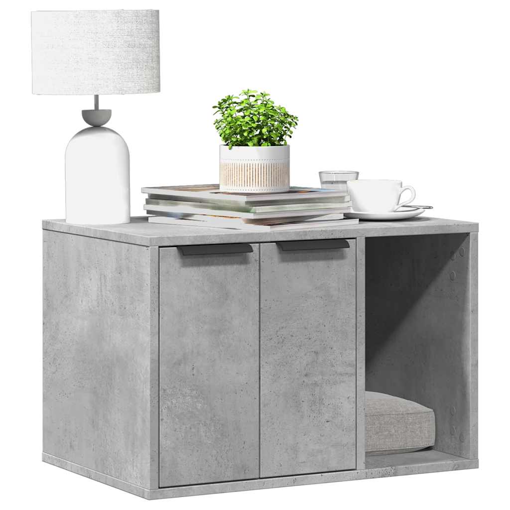 Betonszürke szerelt fa macskaalomdoboz 60 x 40 x 40 cm