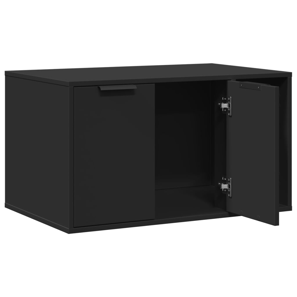 Fekete szerelt fa macskaalomdoboz 80 x 50 x 45 cm 4