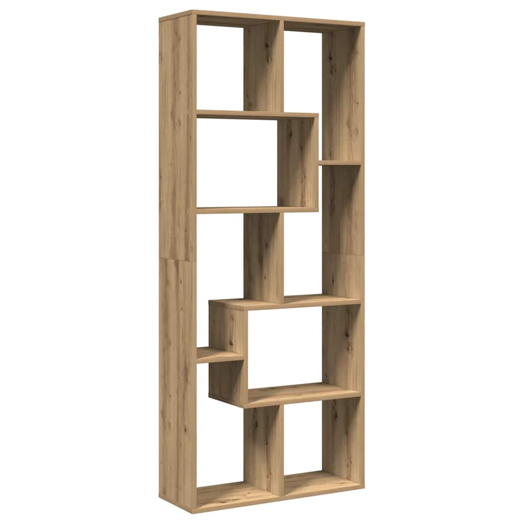 Kézműves tölgy szerelt fa elválasztó könyvespolc 67x25x161,5 cm 2