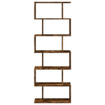 6 szintes füstös tölgy fa elválasztó könyvespolc 70x24x193 cm 5
