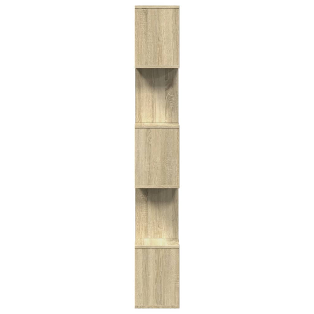 5 szintes sonoma tölgy fa elválasztó könyvespolc 70x24x161 cm 7