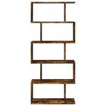 5 szintes füstös tölgy fa elválasztó könyvespolc 70x24x161 cm 5