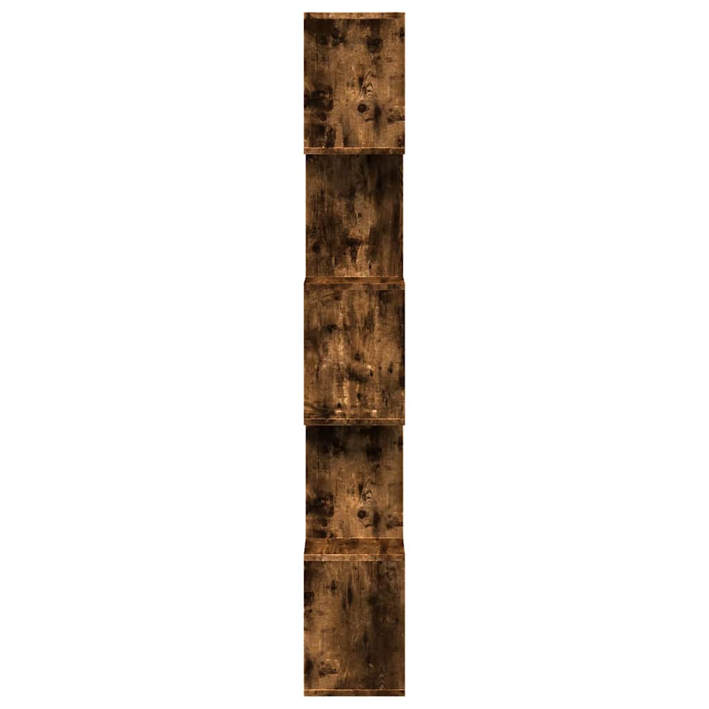 5 szintes füstös tölgy fa elválasztó könyvespolc 70x24x161 cm 7