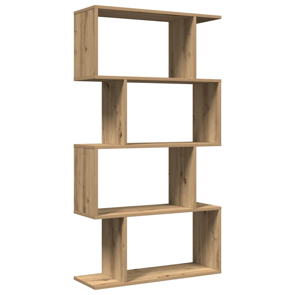 4 szintes kézműves tölgy fa elválasztó könyvespolc 70x24x129 cm 2