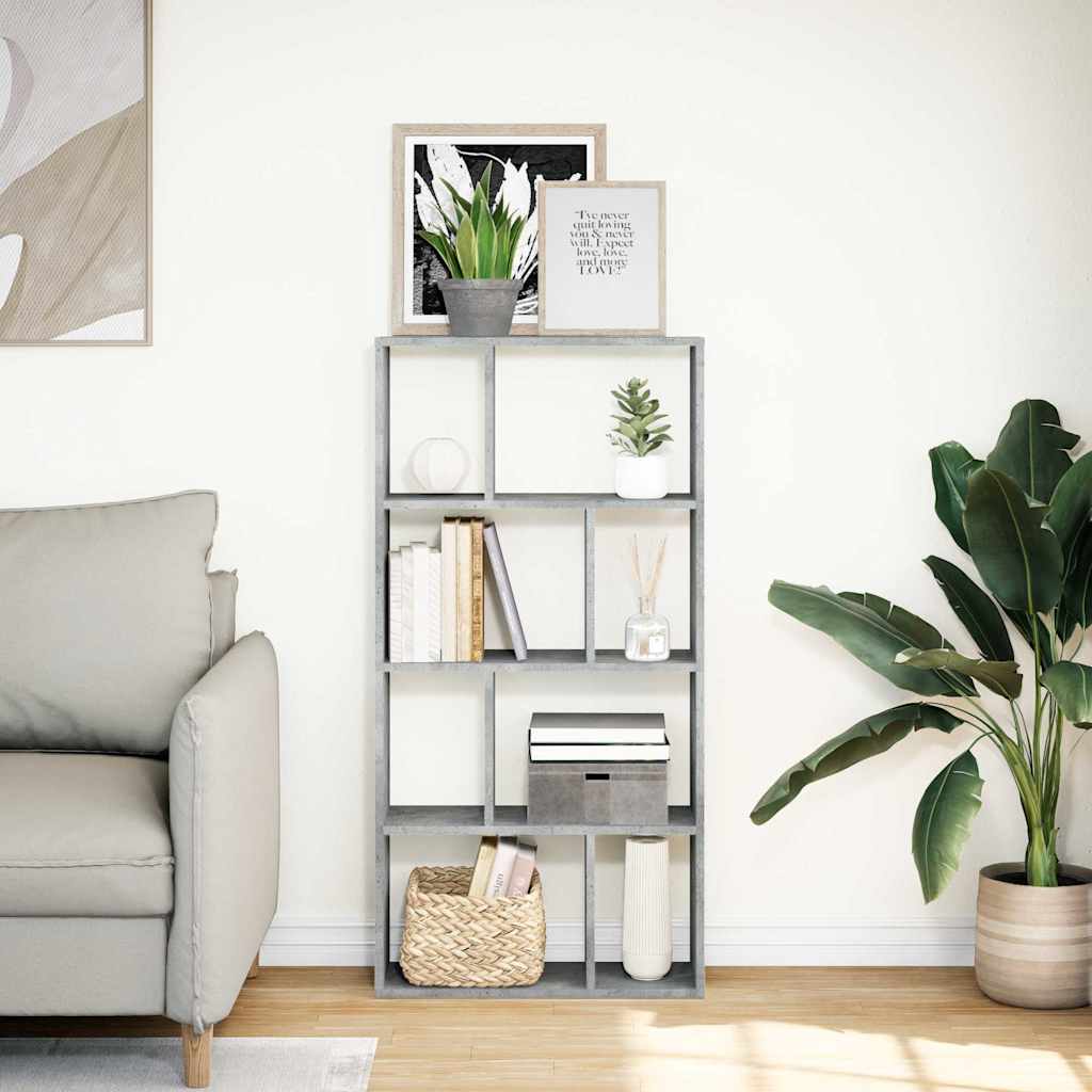 Betonszürke szerelt fa könyvespolc 60 x 20 x 120,5 cm 3