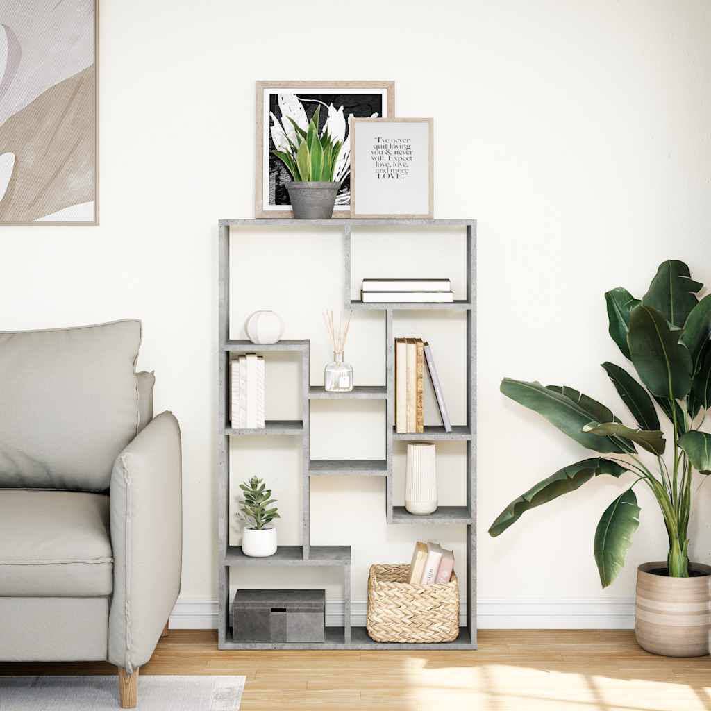 Betonszürke szerelt fa könyvespolc 72 x 20 x 120,5 cm 3