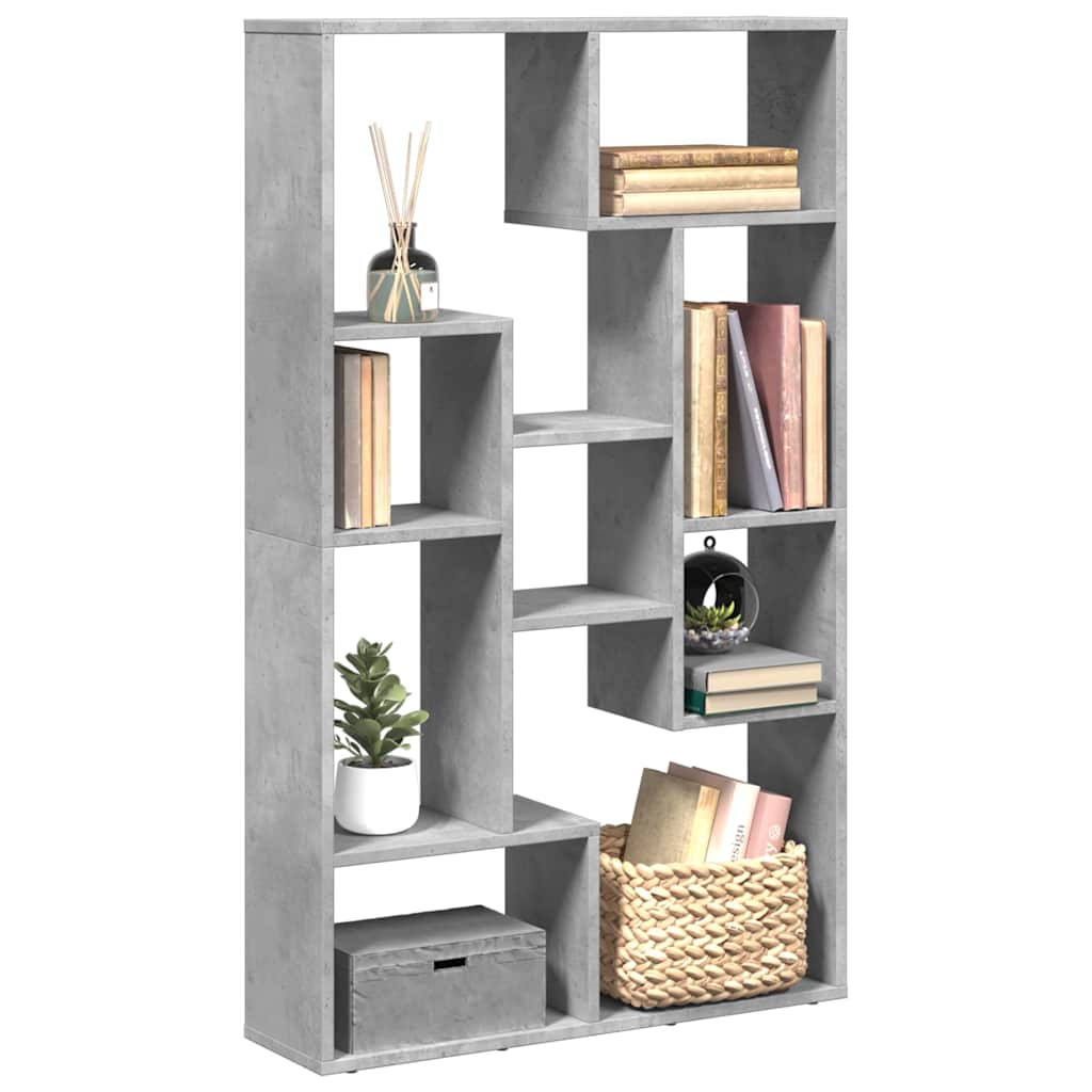 Betonszürke szerelt fa könyvespolc 72 x 20 x 120,5 cm