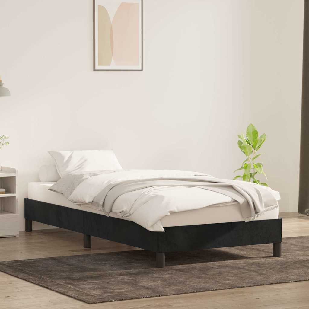 Fekete bársony ágykeret matrac nélkül 80x210 cm 3