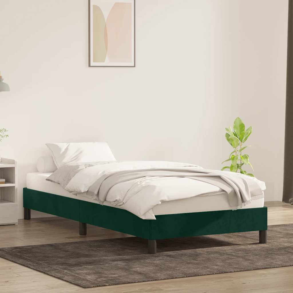 Sötétzöld bársony ágykeret matrac nélkül 100x210 cm 3