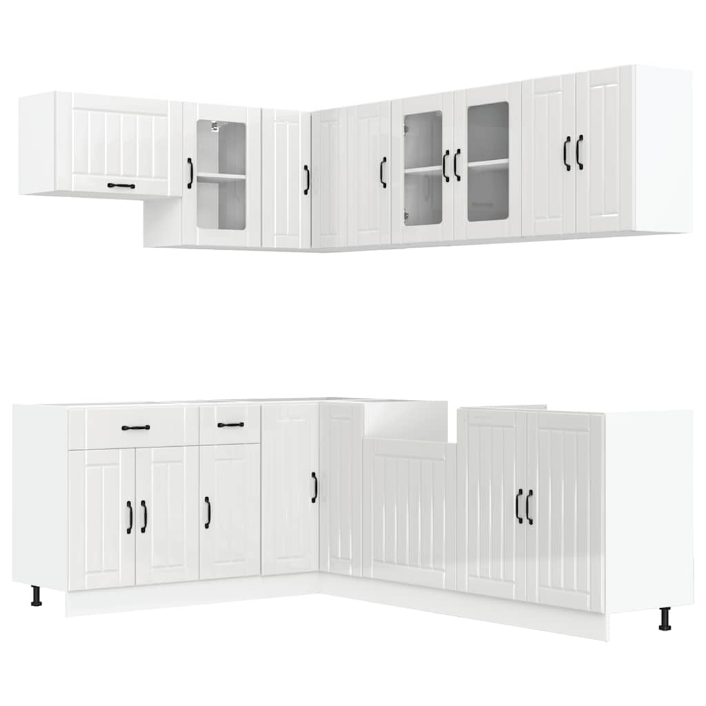 11 részes konyhai szekrény szett Lucca fényes fehér műfa 2