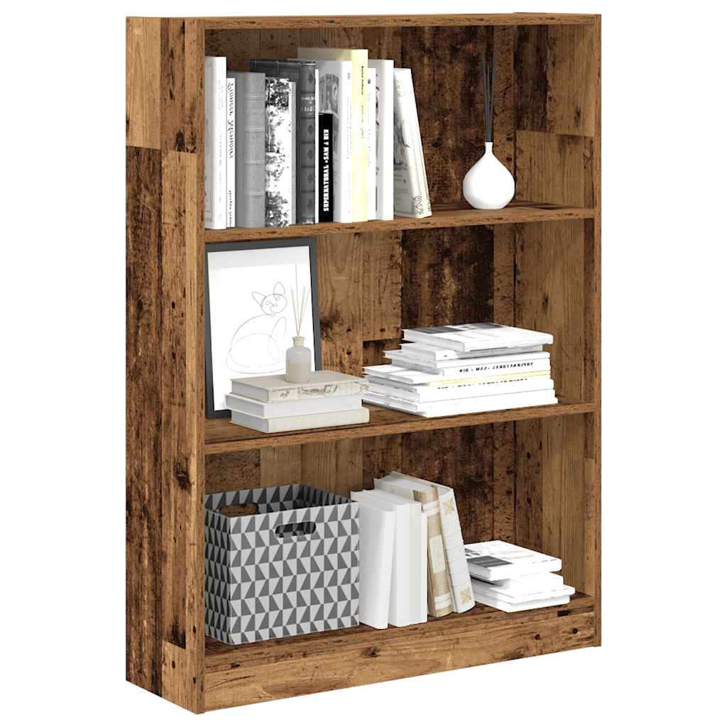 Antik fa színű szerelt fa könyvespolc 80 x 24 x 109 cm 8