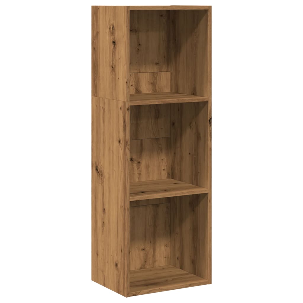 Kézműves tölgy színű szerelt fa könyvespolc 40 x 30 x 114 cm 2