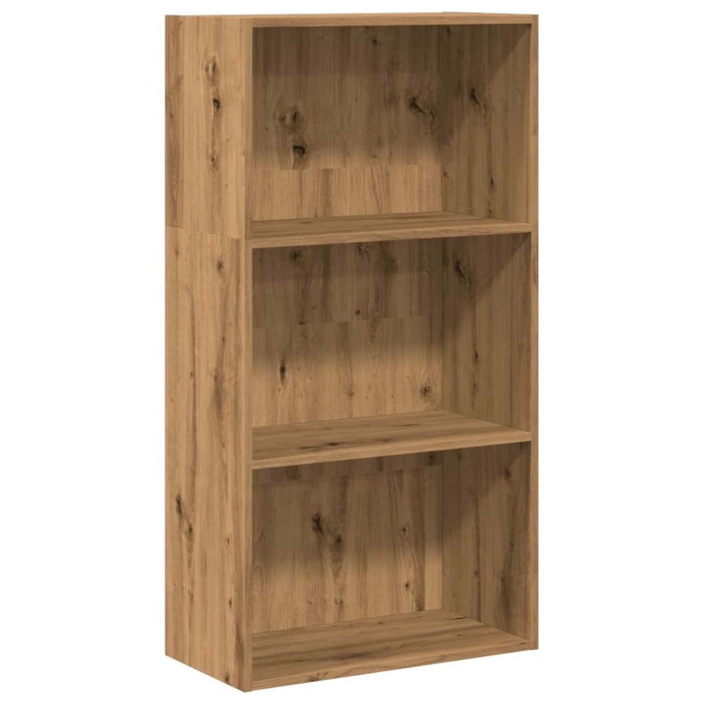 Kézműves tölgy színű szerelt fa könyvespolc 60 x 30 x 114 cm 2