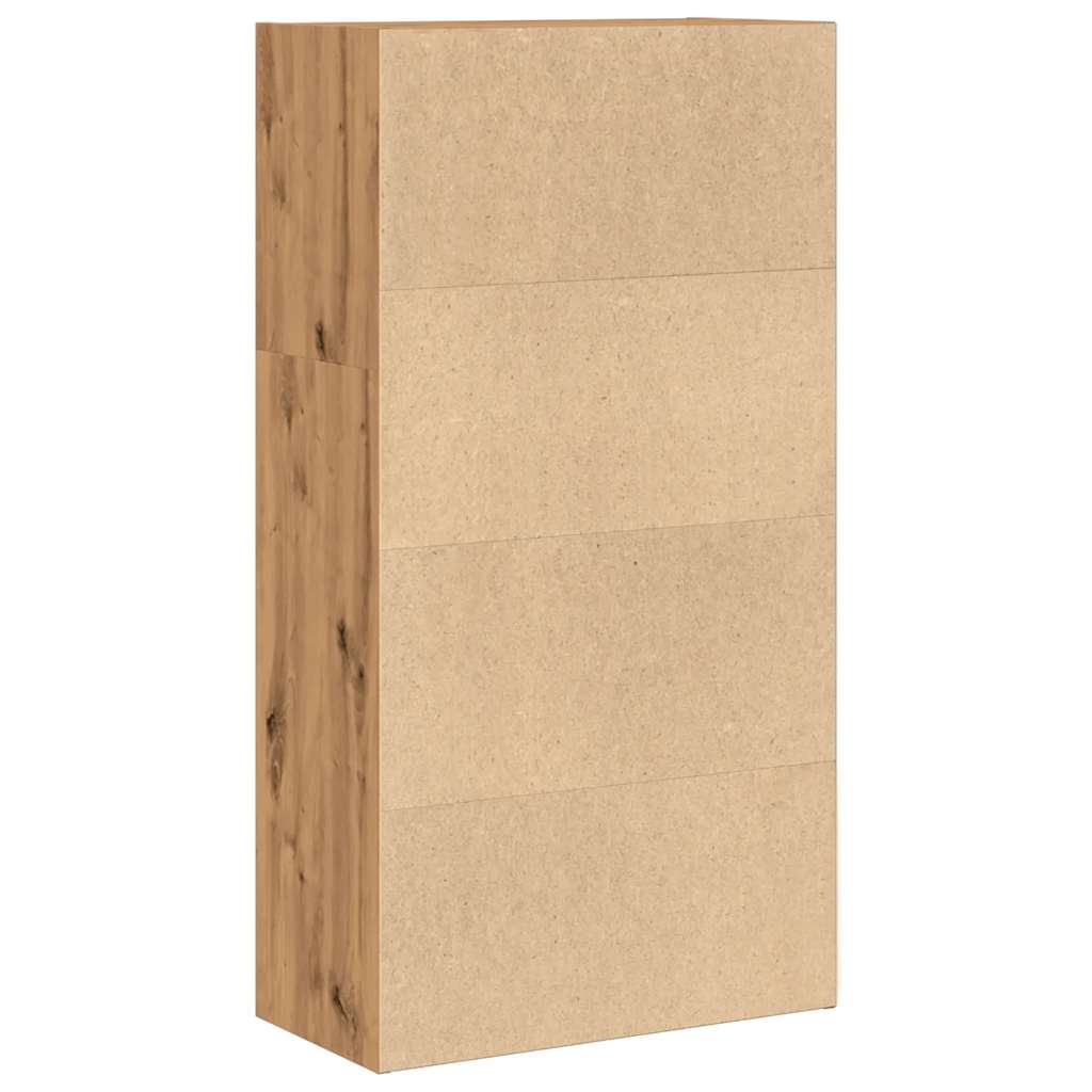 Kézműves tölgy színű szerelt fa könyvespolc 60 x 30 x 114 cm 5