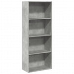 Betonszürke szerelt fa könyvespolc 60 x 30 x 152 cm 2
