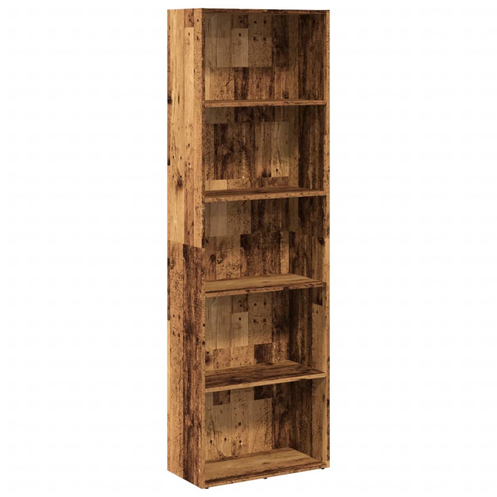 Antik fa színű szerelt fa könyvespolc 60 x 30 x 189 cm 2